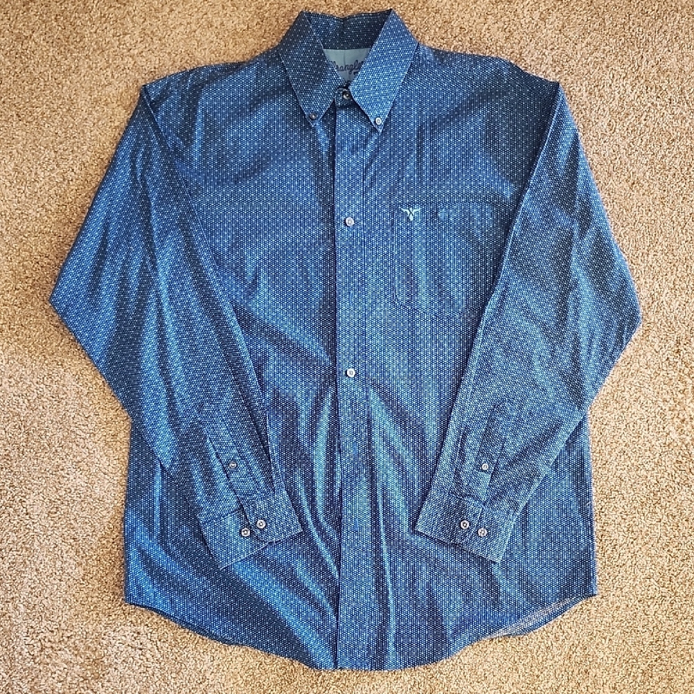Wrangler Blue Casual Button Down Shirt